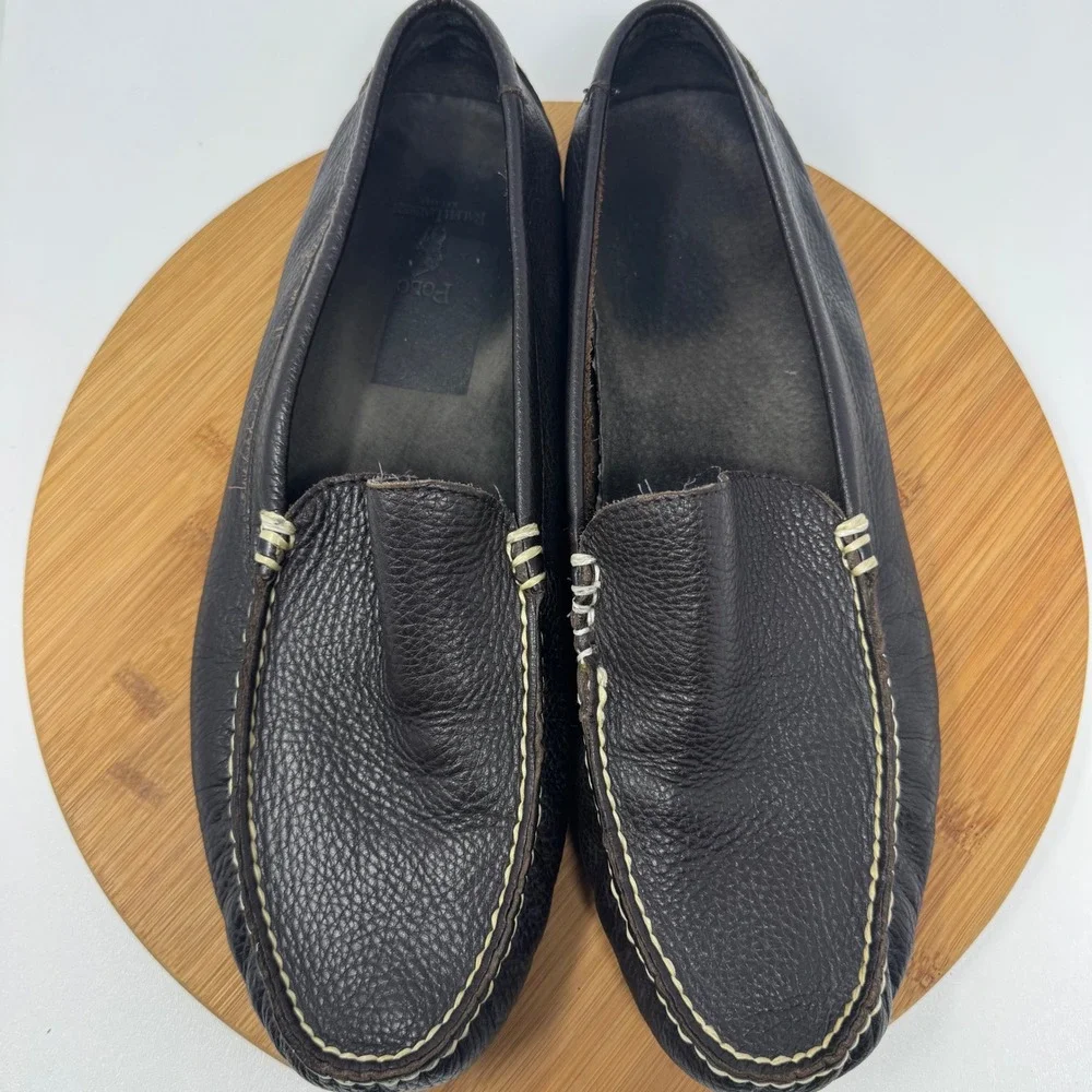 Polo Ralph Lauren Terence Mens 12D Brown Pebbled Leather Driver Loafers